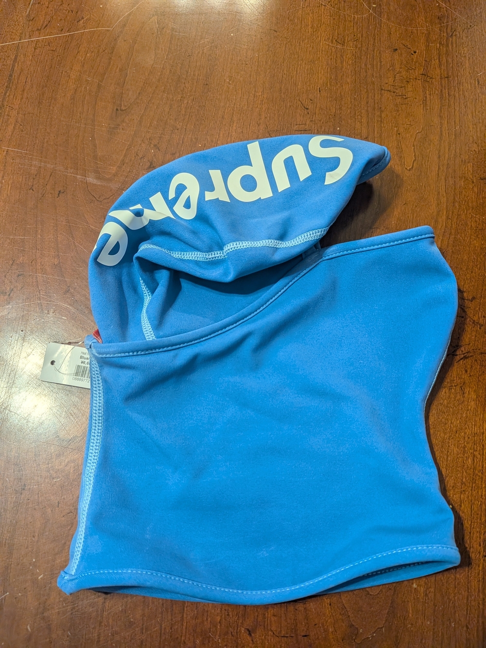 Supreme Thermal Reactive Bright Blue Hooded Balaclava with White Logo AUTHENTIC - Picture 2 of 7